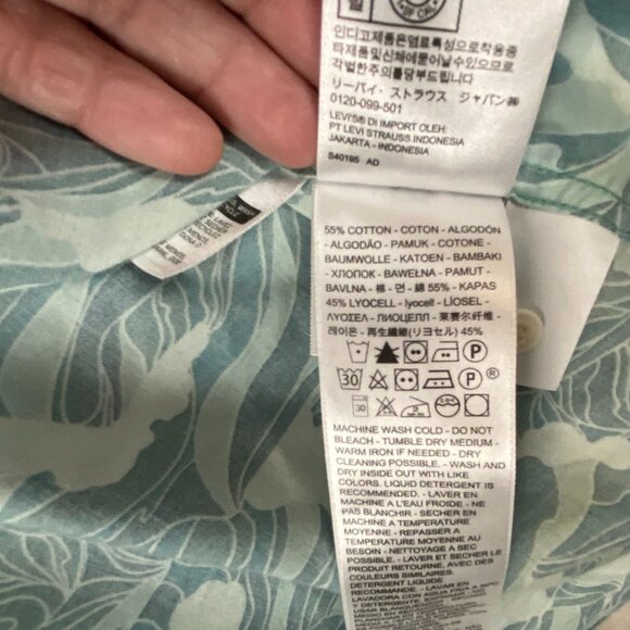 Levi's Mens Shirt Large Short Sleeve Relaxed Fit Floral Casual Button Up Casual - Picture 7 of 12